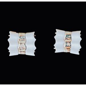 Coro White & Gold-Tone Clip-On Earrings McM Vintage
